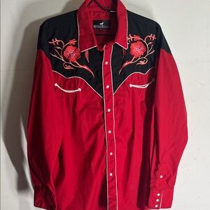 Western Express Men's Red Embroidered Pearl
Snap Western Shirt Size XXLarge